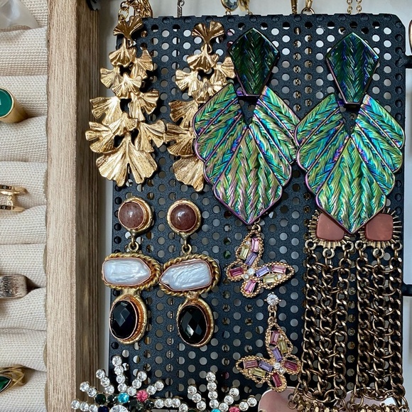 Iridescent Metal Statement Earrings - Picture 4 of 10